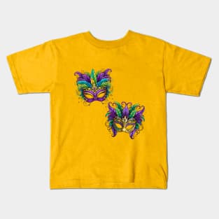 Mardi Gras Masks in Bright Mardi Gras Colors Kids T-Shirt